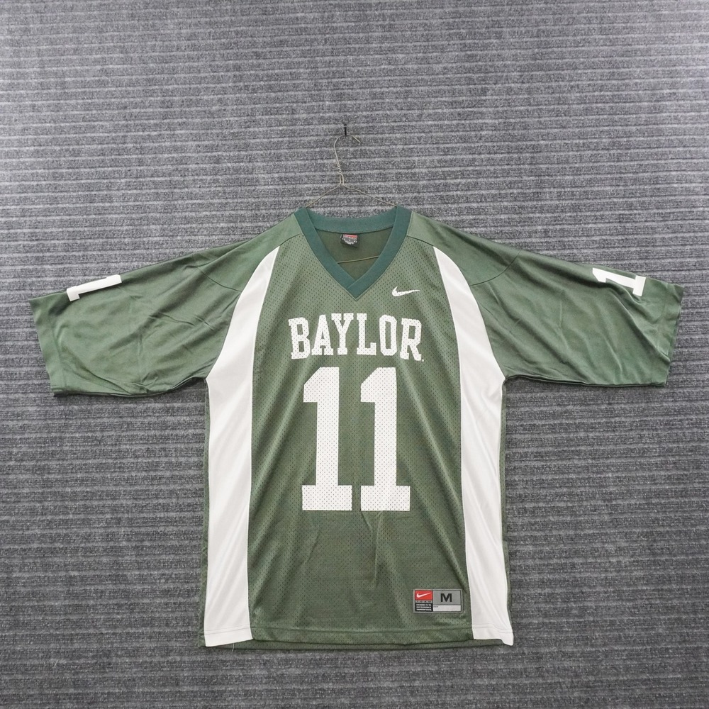 Vintage 90s Nike Baylor Bears Football Jersey Mens M Green White #11 Mesh